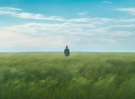 蓝天白云小麦人物背景