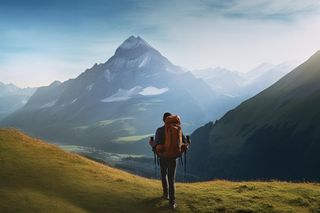 登山阳光冲劲背景
