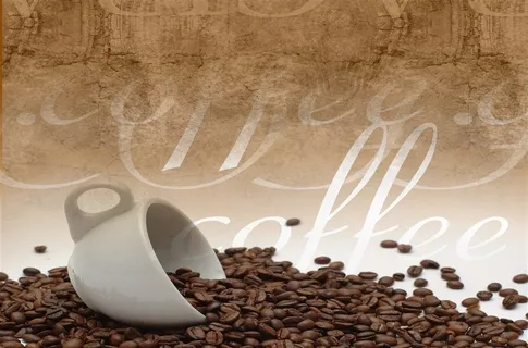 咖啡水果拼盘摄影图片