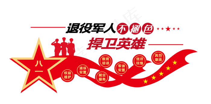 退役军人服务中心文化墙ai矢量模版下载