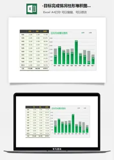 28-目标完成情况柱形堆积图Excel图表 28-目标完成情况柱形堆积图Excel图表