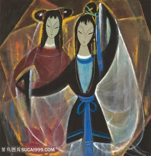 林风眠油画舞蹈美女艺术画