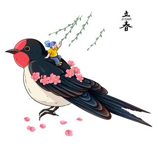 清明元素卡通春天清明节晚春绿色