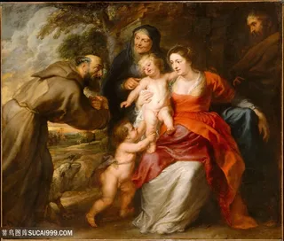 鲁本斯 油画山林家庭美景