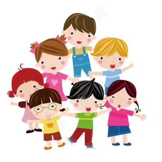 卡通一群可爱的小朋友