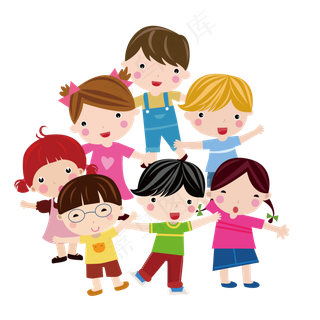 卡通一群可爱的小朋友
