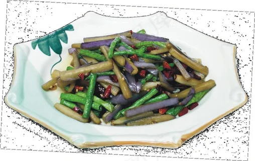 0076长豆角炒茄子 0076长豆角炒茄子