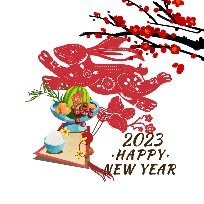 红色兔年大古2023年挂画