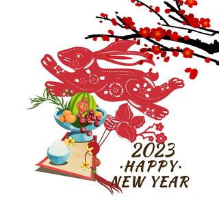 红色兔年大古2023年挂画