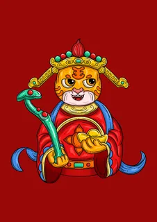 虎年中国风萌虎插画