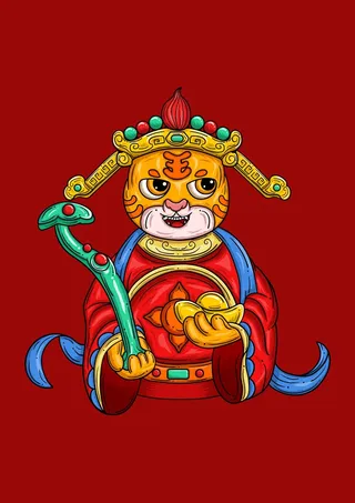 虎年中国风萌虎插画
