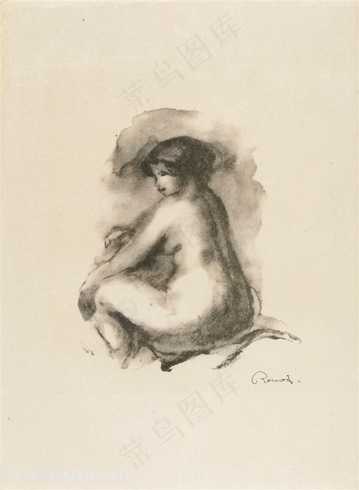 皮埃尔-奥古斯特 · 雷诺阿-杜兹素描女性装饰画