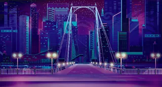 时尚潮流赛博朋克元宇宙虚拟城市夜景Banner海报背景AI矢量图素材