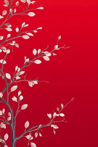 树枝简约红色背景