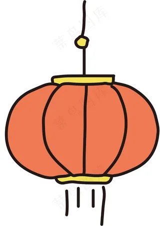 中国风 手绘 卡通元素 传统 复古红 灯笼装饰 PNG 免抠 