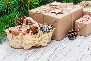 圣诞节圣诞装饰元素静物礼物盒特写场景(255)