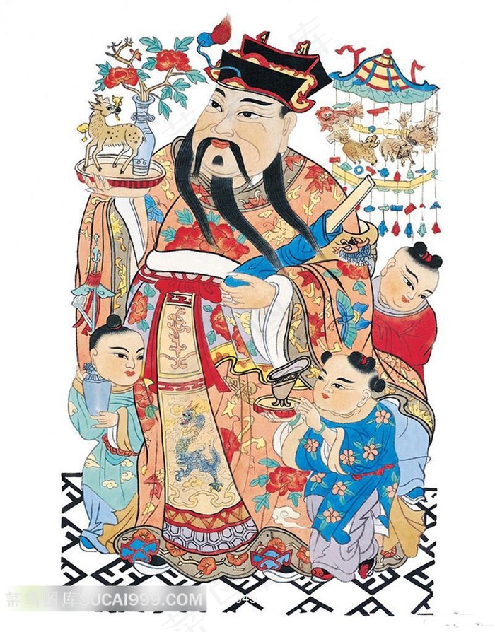 民间年画福禄双修