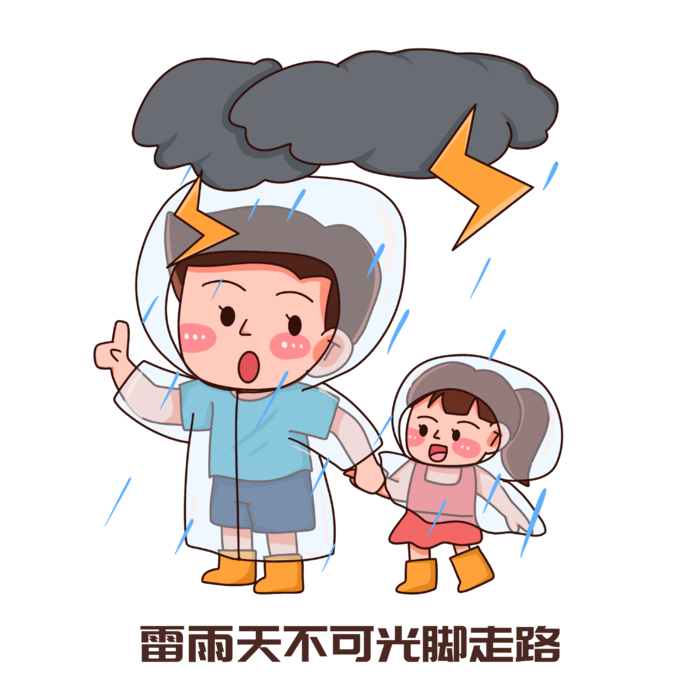 手绘夏季避雷防雷电安全知识注意事项插画