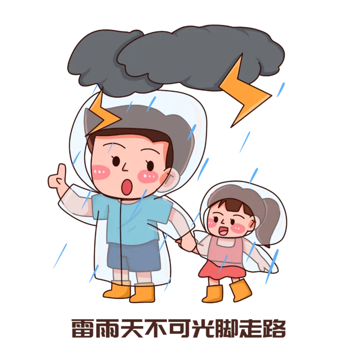 手绘夏季避雷防雷电安全知识注意事项插画