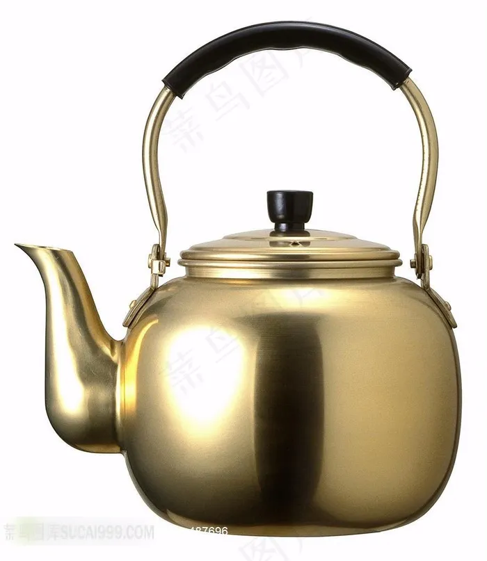 老式金色茶壶高清素材