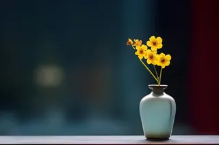 花瓶黄色花朵古典背景