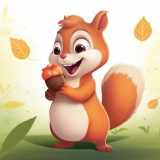 松鼠松果动物卡通插画素材背景