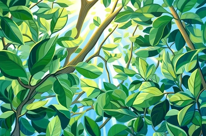树上的茂密绿叶插画(4080x2688)