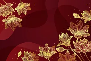 中国风古典背景矢量图片渐变金色线条花纹线性几何传统树叶ai素材