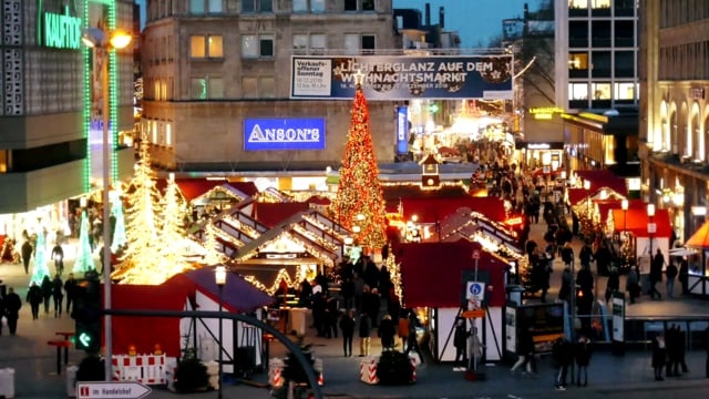圣诞市场, 行人, 圣诞节, 购物, 前夕, 光, 黄昏