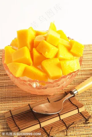 甜品店广告素材 芒果果肉果丁冰品