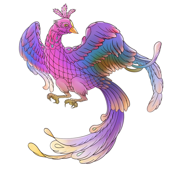 手绘山海经上古神兽夫诸凤凰麒麟青龙白虎朱雀玄武插画PSD素材psd模版下载