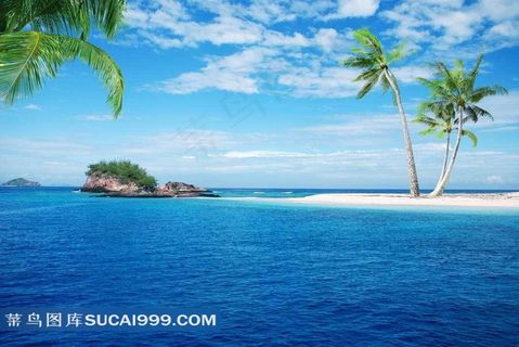 蓝天白云大海风景图片