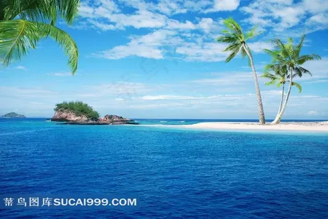 蓝天白云大海风景图片