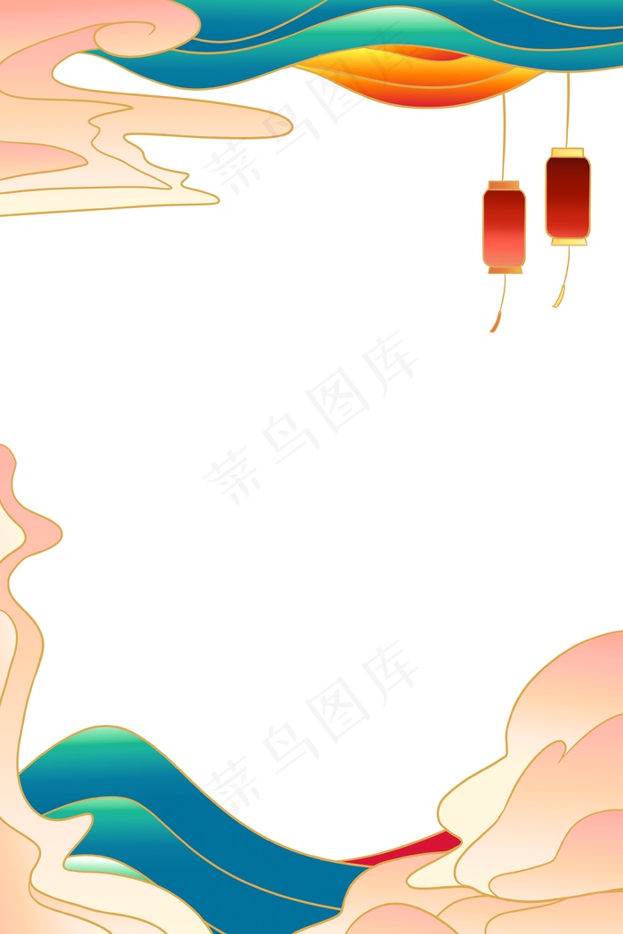 国潮手绘相框psd分层模板