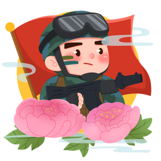 手绘建党节建军节海陆空部队军人爱国插画