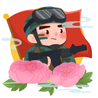 手绘建党节建军节海陆空部队军人爱国插画