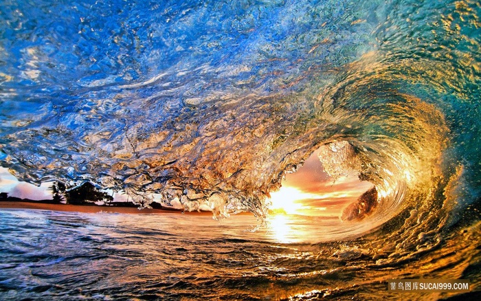 电脑壁纸海水潮水