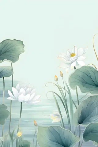 淡雅荷花国风绿色背景