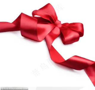 红色的礼品盒装饰缎带