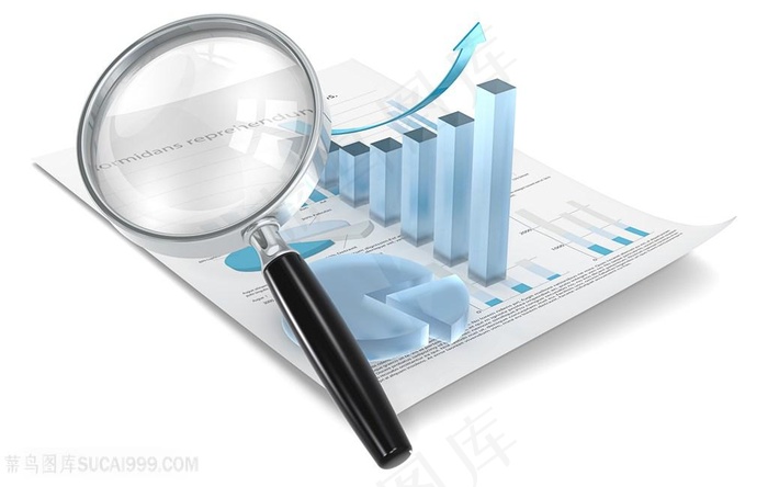 带有放大镜的商务彩色分析趋势