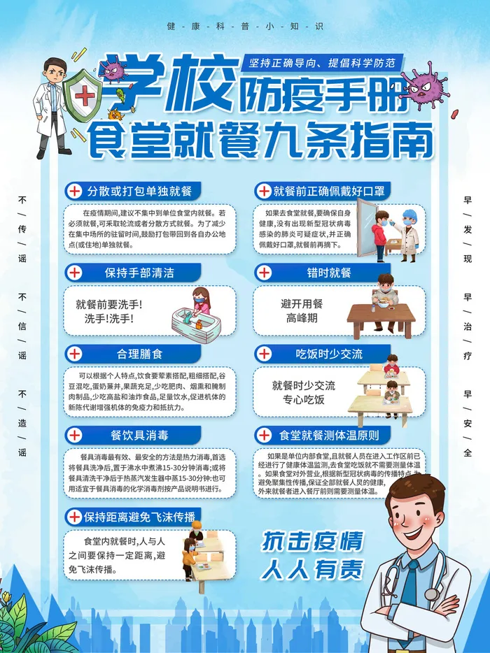 蓝色大气创意新冠病毒校园抗疫海报