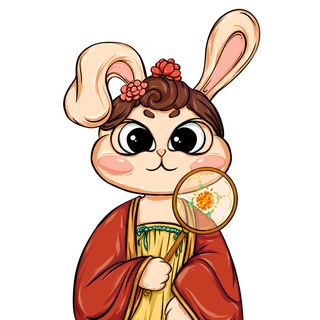 扇子兔 淑女兔 兔年兔子 兔年元素 拿扇子兔