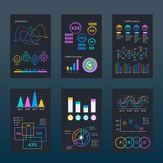 科技互联网柱状折线图数据统计信息图表元素AI矢量设计素材模板