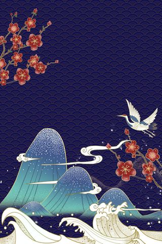 手绘小清新国潮风背景中式海报