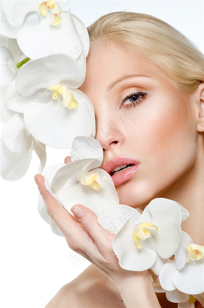 白色花朵美女