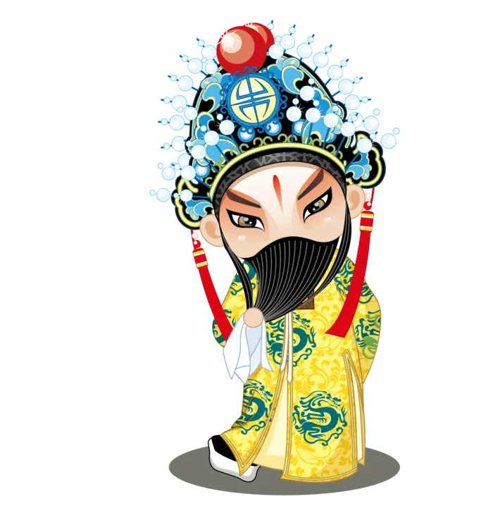 卡通京剧戏剧人物脸谱插画PNG图片 国潮中国风Q版戏剧人物PS素材