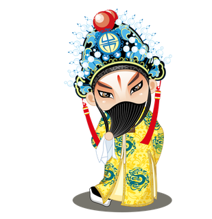 卡通京剧戏剧人物脸谱插画PNG图片 国潮中国风Q版戏剧人物PS素材