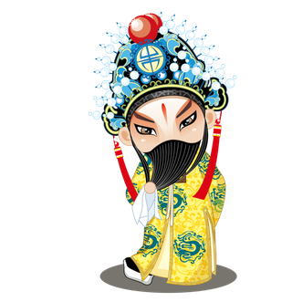 卡通京剧戏剧人物脸谱插画PNG图片 国潮中国风Q版戏剧人物PS素材