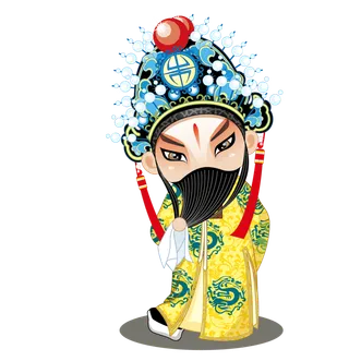 卡通京剧戏剧人物脸谱插画PNG图片 国潮中国风Q版戏剧人物PS素材