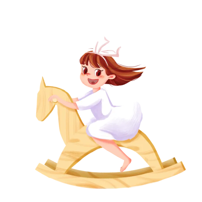 木马玩具剪贴画儿童节幼儿园插画